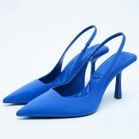 zapatos azules tacon fino punta zapato elegante evento shoes look trendy