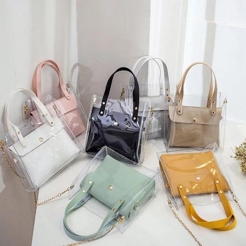 bolso transparente con cadena