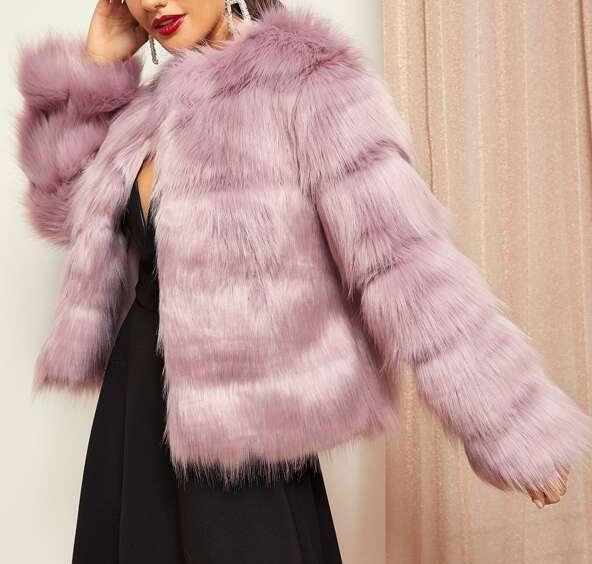 abrigo rosa de pelo