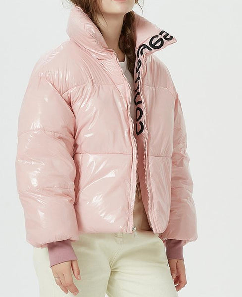 abrigo de plumas rosa