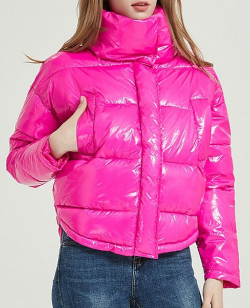 abrigo plumas rosa