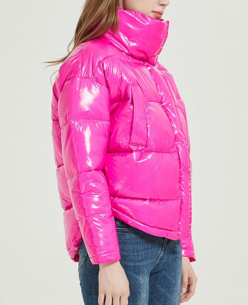 abrigo plumas rosa