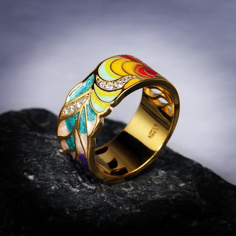 anillo artesanal plata dorada