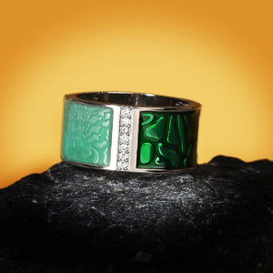 anillo de plata verde esmaltado