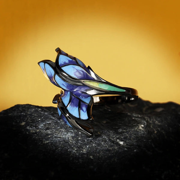 anillo plata mariposa azul