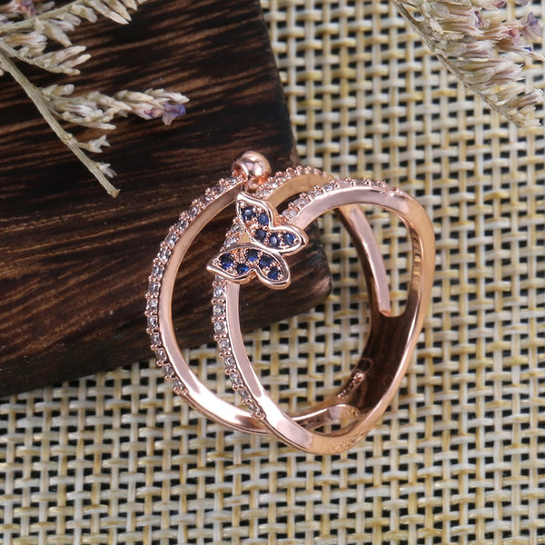 anillo rosado brillantes mariposa