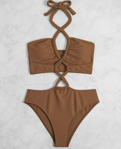 bañador bikini trikini ropa de baño bañador marron cuerdas braga normal inspo summer swim