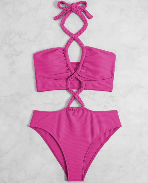 bañador bikini trikini ropa de baño bañador rosa cuerdas braga normal inspo summer swim