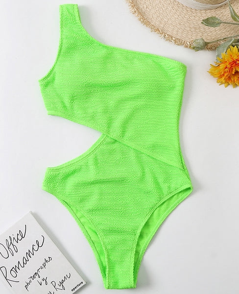 bañador canale un tirante ropa de baño mujer moda inspo summer bikini bañador verde fosforito fluorescente