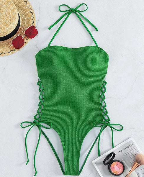 bañador verde tiras cuerdas ropa de baño mujer summer inspo playa beach