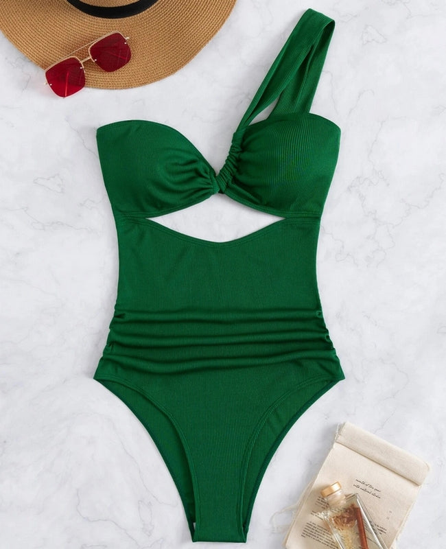 bañador verde un tirante bikini trikini summer moda ropa de baño mujer inspo