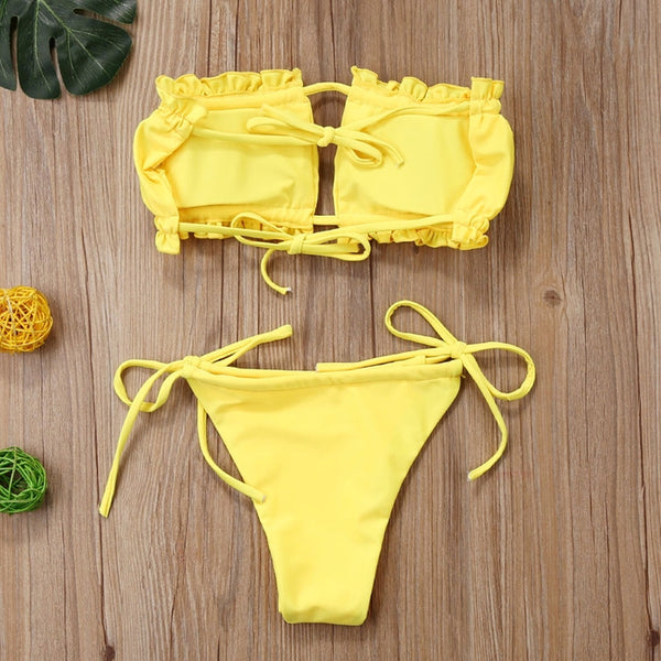 bikini amarillo tirantes espalda
