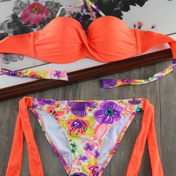 bikini con aros estampado