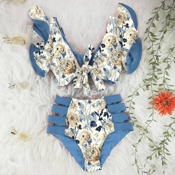 bikini estampado de bandas