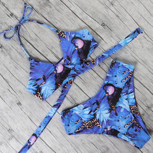 bikini estampado de tiras