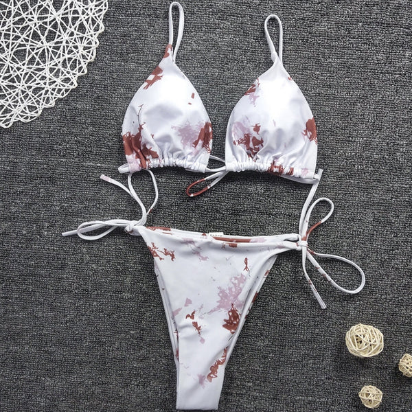 bikini estampado tirantes triangulo ajustable 