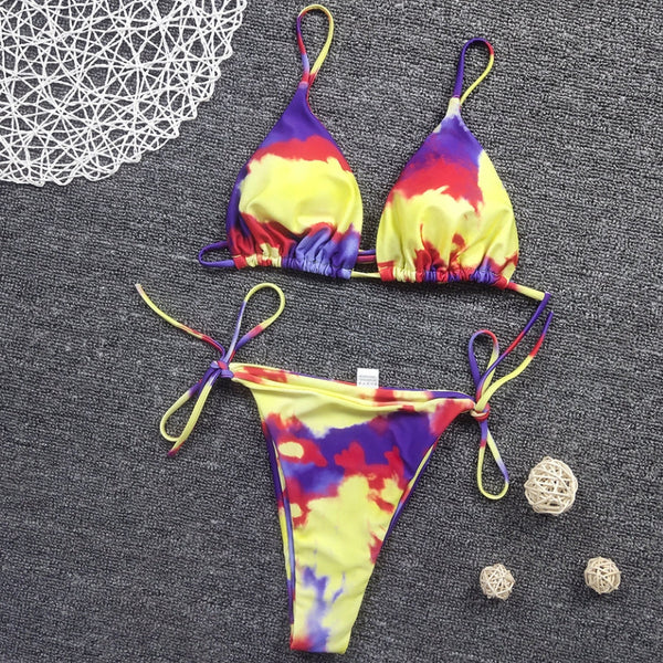 bikini estampado tirantes triangulo ajustable 