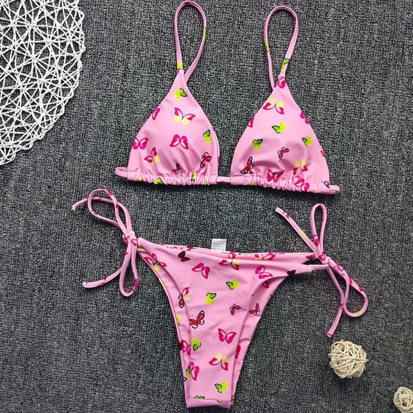 bikini estampado tirantes triangulo ajustable 