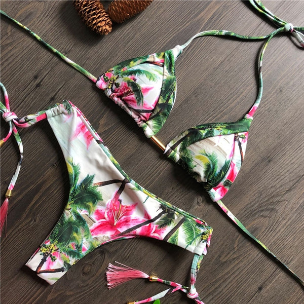 bikini estampado triangulo ajustable