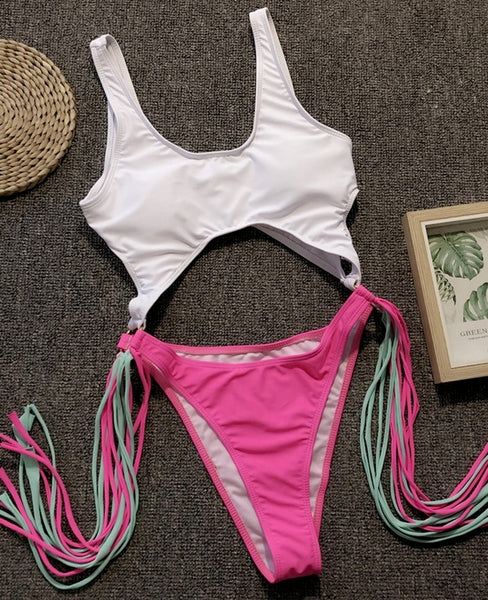 bikini traje de baño bañador flecos trikini moda inspo insta mujer verano 2023