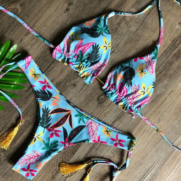 bikini triangulo ajustable bikini estampado 