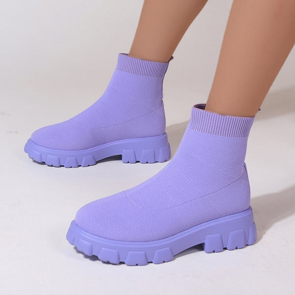 botas moradas botas calcetin purple boots calzado de mujer fashion style
