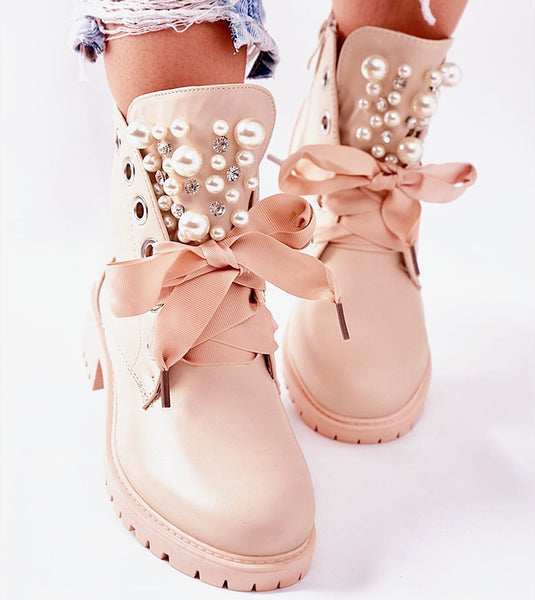 botas rosas botas con perlas