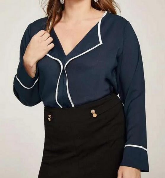 camisa azul marina talla grande