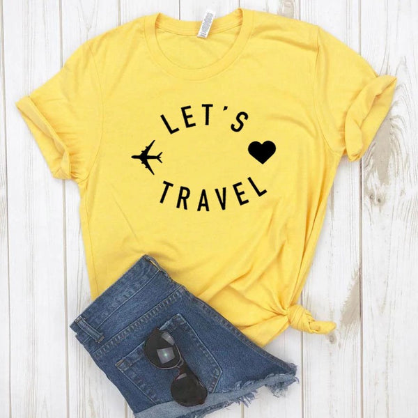 camiseta lets travel viajar