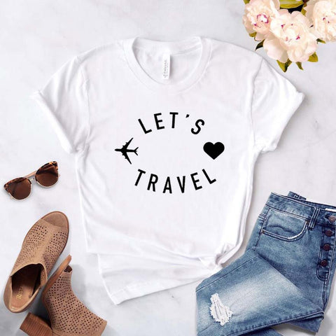 camiseta lets travel viajar