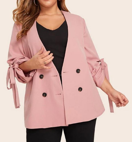 chaqueta de traje rosa