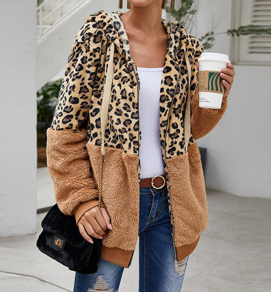 chaqueta marron de pelo leopardo 