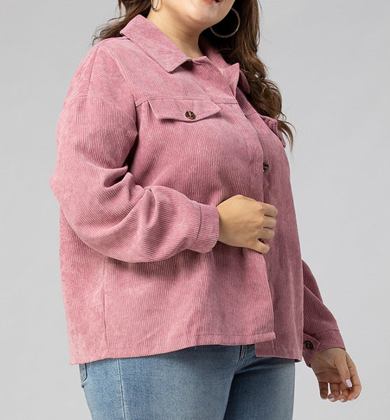 chaqueta rosa talla grande