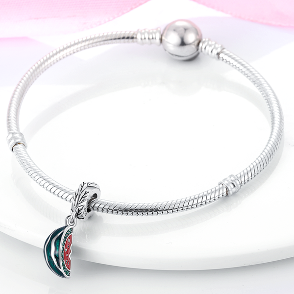 charm plata pulsera sandia fruta