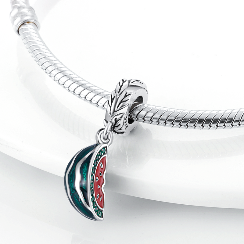 charm plata pulsera sandia fruta