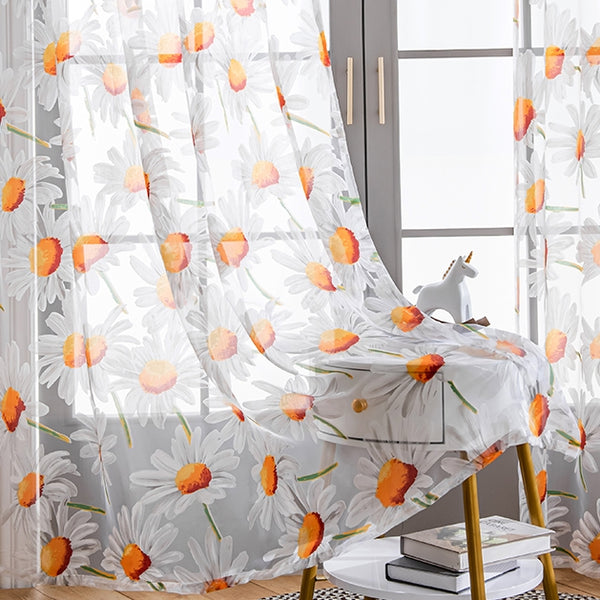 cortinas flores naranjas