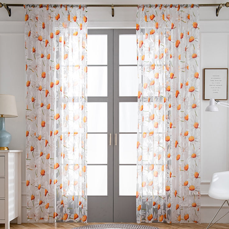 cortinas flores naranjas