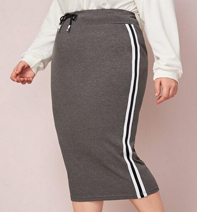 falda gris elastica talla grande