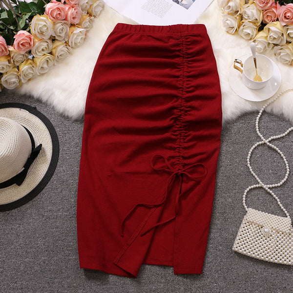 falda elastica fruncida cuerdas skirt women look tienda ropa
