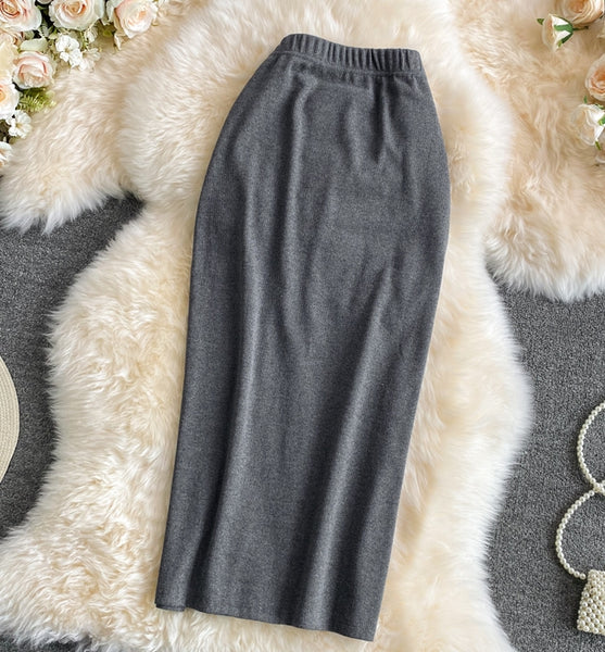 falda elastica gris falda fruncida cuerdas fashion skirt