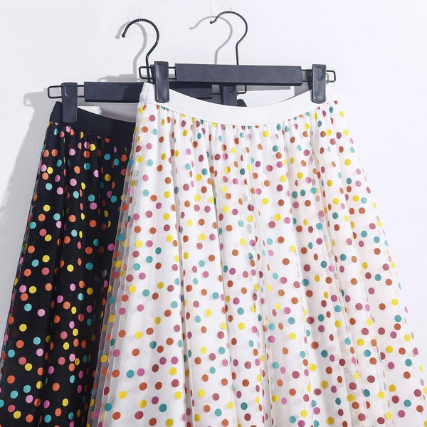 falda tul estampada puntitos de colores skirt moda inspo