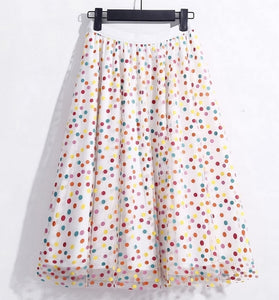 falda tul estampada puntitos de colores skirt moda inspo