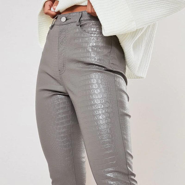 pantalon cuero gris
