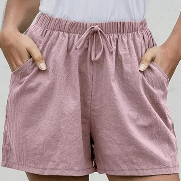 pantalon corto verano lino rosa