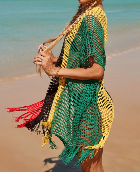 pareo corto vestido de playa crochet inspo insta summer flecos tunica