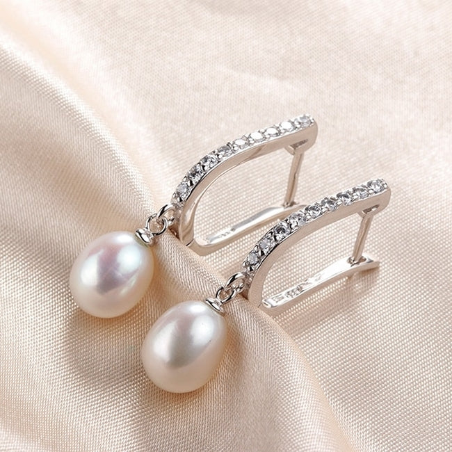 pendientes perla colgante 