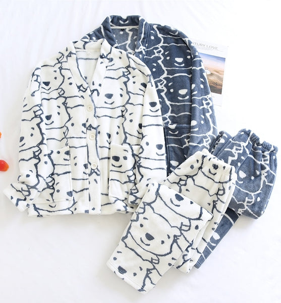 pijama de osos azul y blanco
