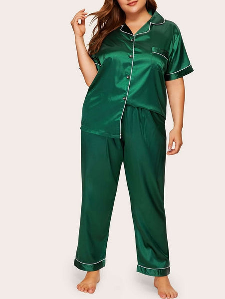 pijama de saten talla grande verde