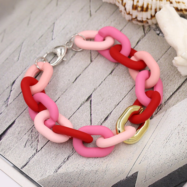 pulsera de cadena colores eslabones rosas