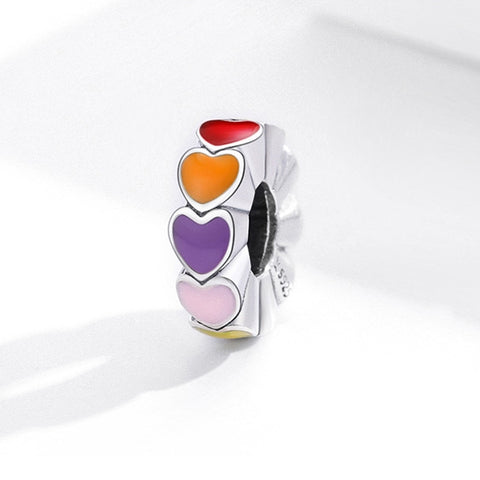 separador charm plata pulsera corazones 